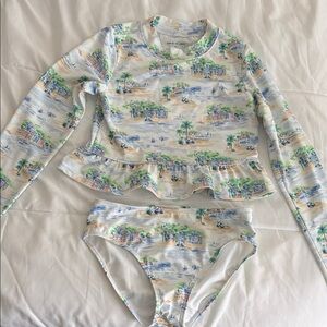 Janie and Jack (size 10)Girls Swim Set with Tropical Print UPF